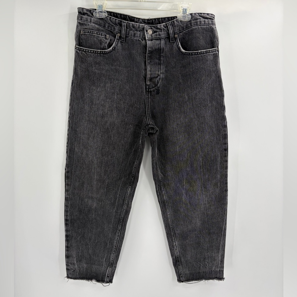 Ksubi black grey straight leg anti k jeans streetwear fray hem denim size 34